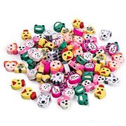 Fimo perler med dyr. Mix. 10 mm. Ca. 20 stk.